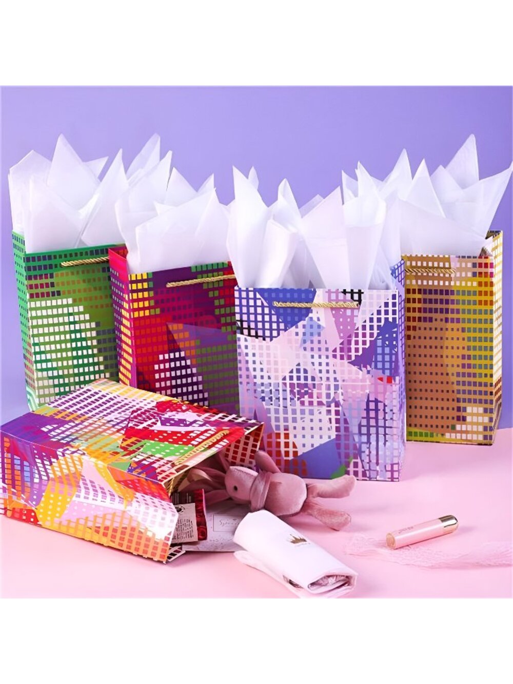 Gift Bags Medium Size Set, 5 Pack Assorted Small Bulk Birthday Gift Wrapping Bag
